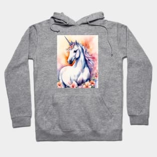 Watercolor fantasy unicorn with flowers Hoodie